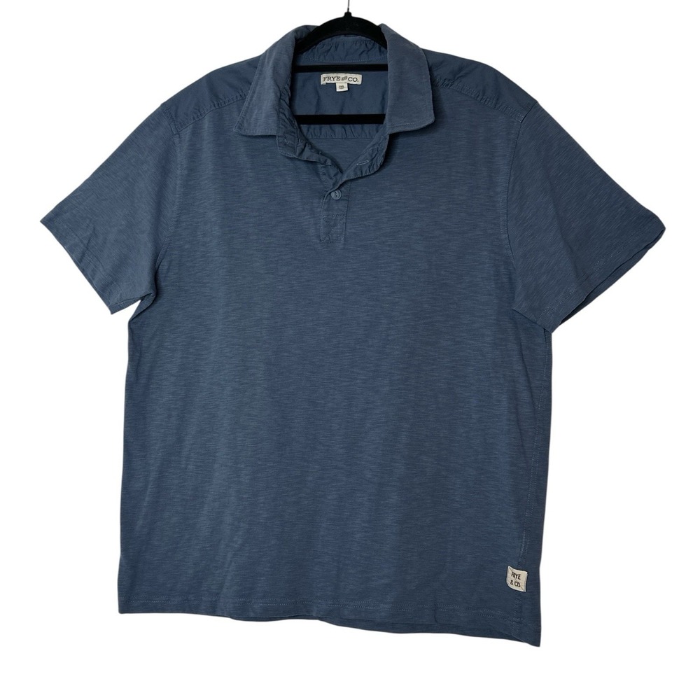 Frye and Co. Polo Shirt Men XL Blue Cotton Classic Short Sleeve Stretch